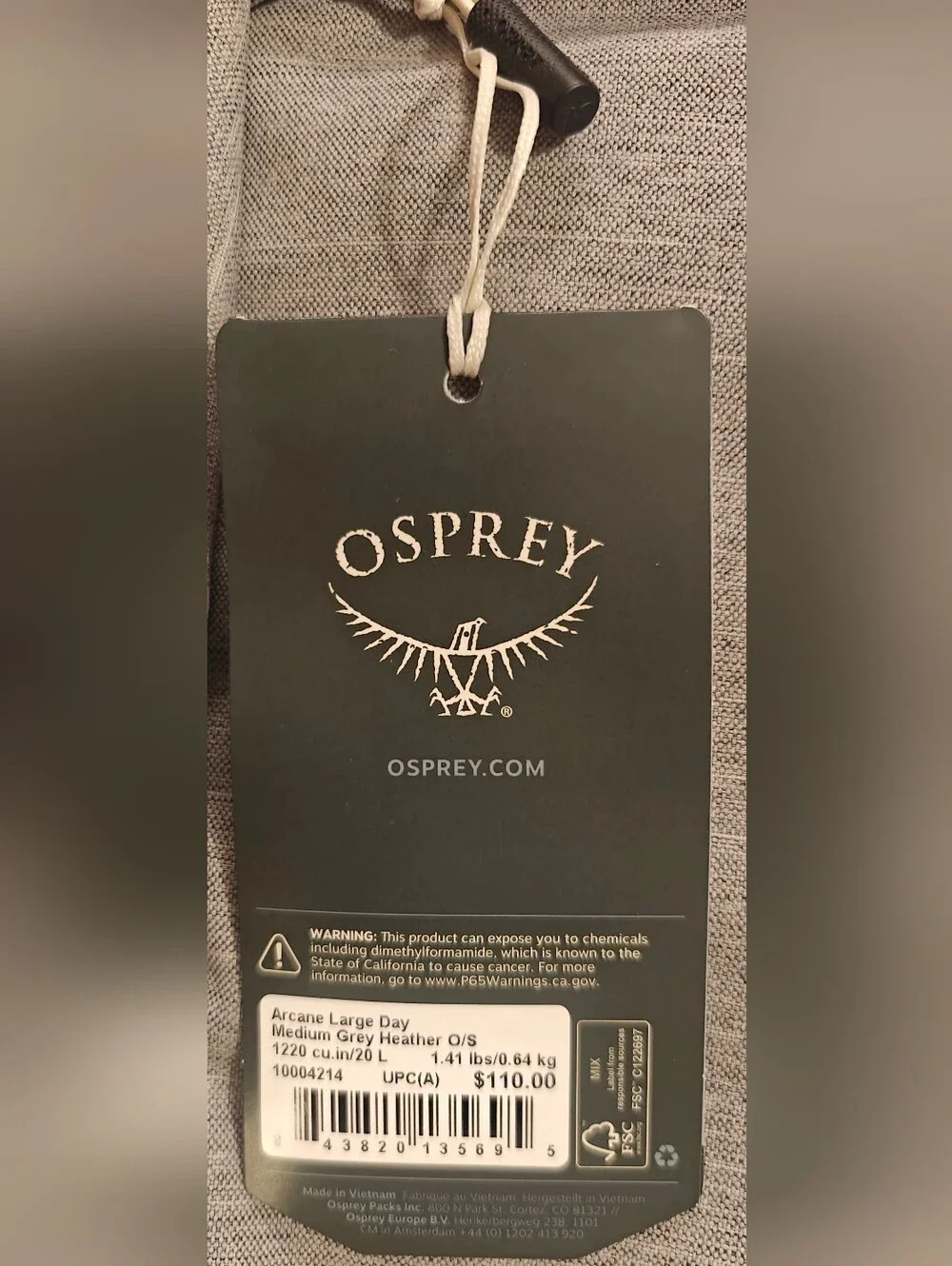 Osprey Arcane Large Day Commuter Backpack Grey Heather Laptop Travel Urban